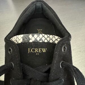 J Crew black with snakeskin heel and tongue. Size 5.5 EUC